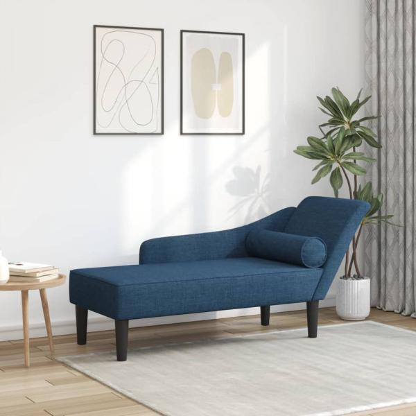 ARDEBO.de - Chaiselongue mit Kissen Blau Stoff