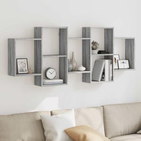 ARDEBO.de - Wandregal Grau Sonoma 159x18x65 cm Holzwerkstoff