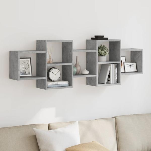 ARDEBO.de - Wandregal Betongrau 129x18x42 cm Holzwerkstoff