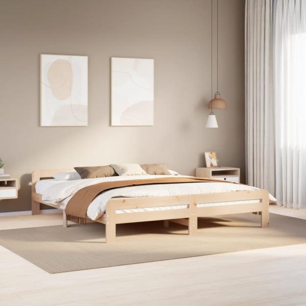 ARDEBO.de - Massivholzbett ohne Matratze 200x200 cm Kiefernholz