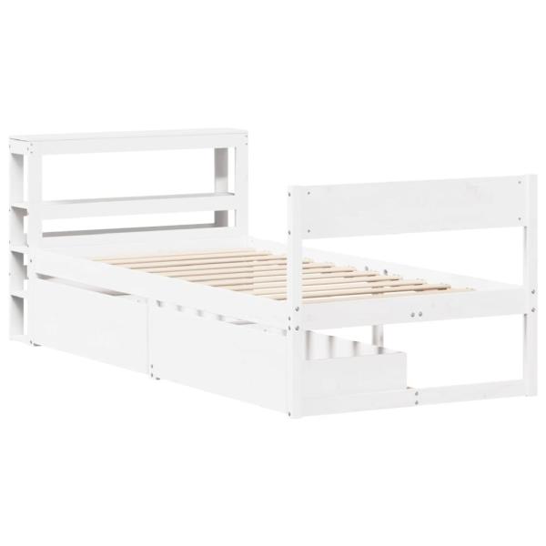 Massivholzbett ohne Matratze Weiß 75x190 cm Kiefernholz