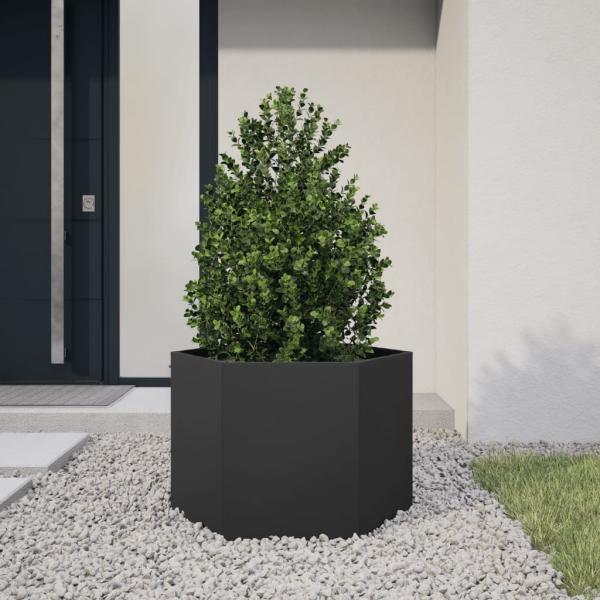 ARDEBO.de - Pflanzkübel Schwarz Sechseckig 69x60x45 Stahl