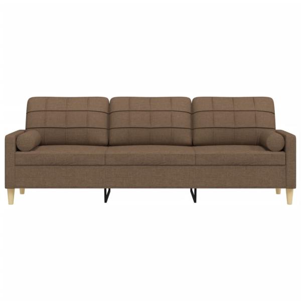 3-Sitzer-Sofa mit Zierkissen Braun 210 cm Stoff
