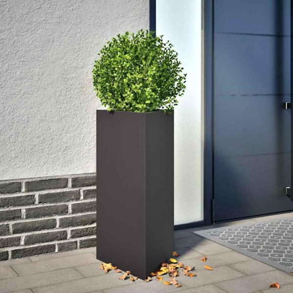 ARDEBO.de - Pflanzkübel Schwarz Dreieckig 40x34,5x75 cm Stahl