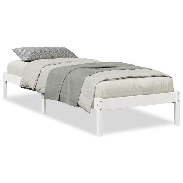 Massivholzbett Extra Lang ohne Matratze Weiß 100x210 Kieferholz