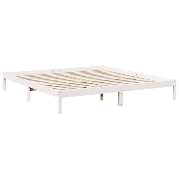 Massivholzbett Extra Lang ohne Matratze Weiß 200x210 Kieferholz