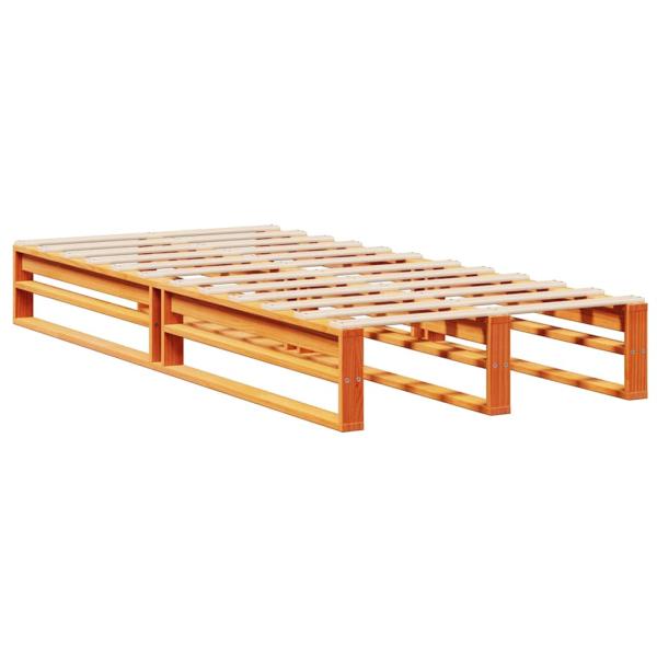 Massivholzbett mit Regal ohne Matratze Wachsbraun 100x200 cm