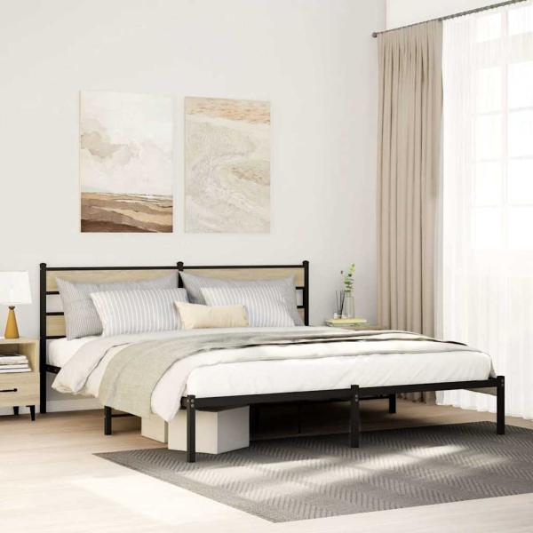 ARDEBO.de - Metallbett ohne Matratze Sonoma-Eiche 183x213 cm