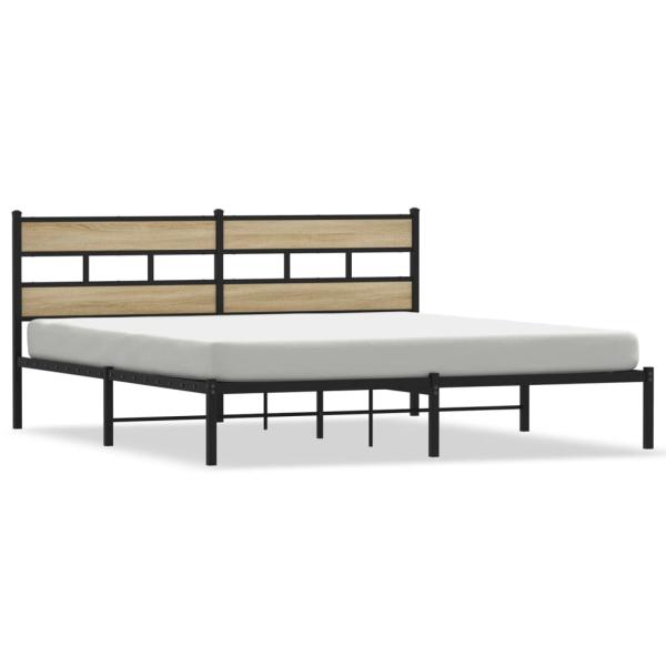 Metallbett ohne Matratze Sonoma-Eiche 183x213 cm