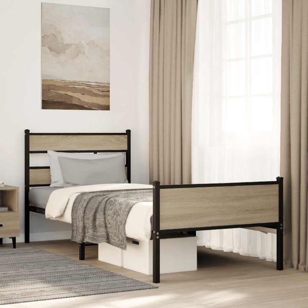 ARDEBO.de - Bettgestell ohne Matratze Sonoma-Eiche 80x200 cm Holzwerkstoff