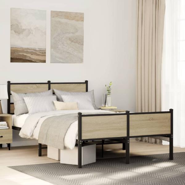 ARDEBO.de - Bettgestell ohne Matratze Sonoma-Eiche 120x200 cm Holzwerkstoff