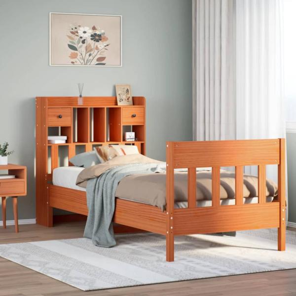 ARDEBO.de - Massivholzbett ohne Matratze Wachsbraun 75x190 cm Kiefernholz