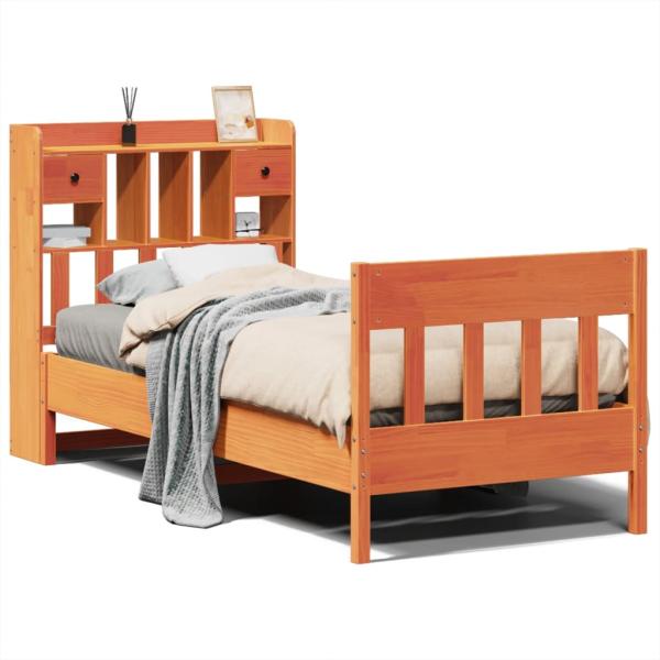 Massivholzbett ohne Matratze Wachsbraun 75x190 cm Kiefernholz