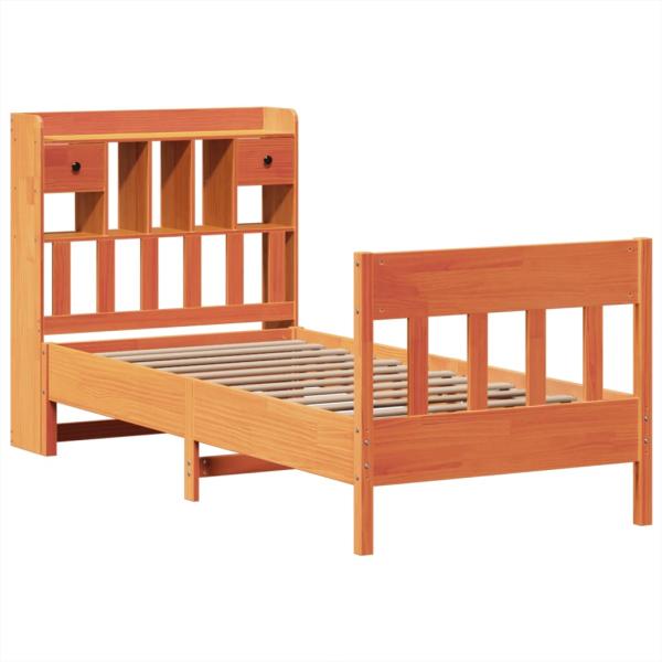 Massivholzbett ohne Matratze Wachsbraun 75x190 cm Kiefernholz