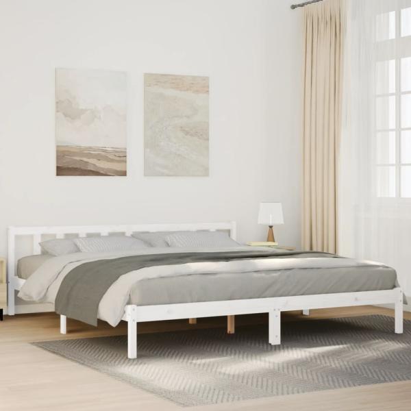 ARDEBO.de - Massivholzbett Extra Lang ohne Matratze Weiß 180x220 Kieferholz
