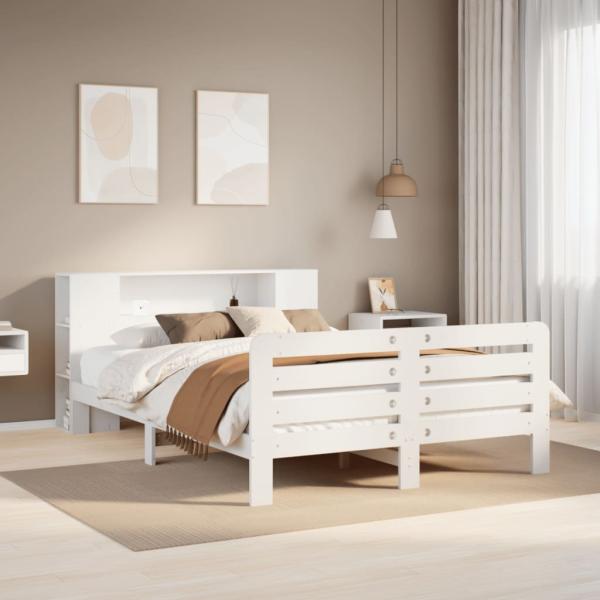 ARDEBO.de - Massivholzbett ohne Matratze Weiß 160x200 Kiefernholz