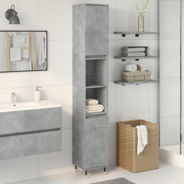 ARDEBO.de - Badschrank Betongrau 30x30x190 cm Holzwerkstoff