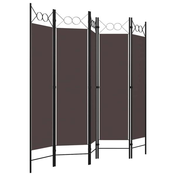 5-tlg. Raumteiler Braun 200 x 180 cm