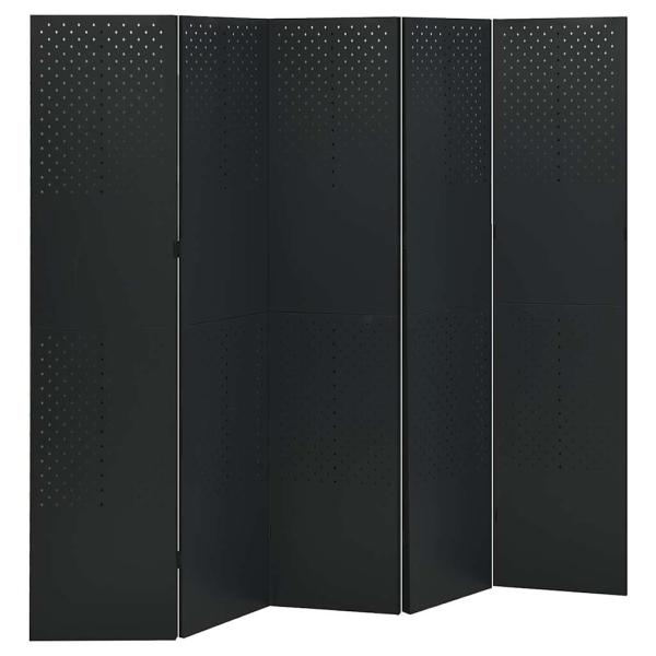 ARDEBO.de - 5-tlg. Raumteiler Schwarz 200x180 cm Stahl