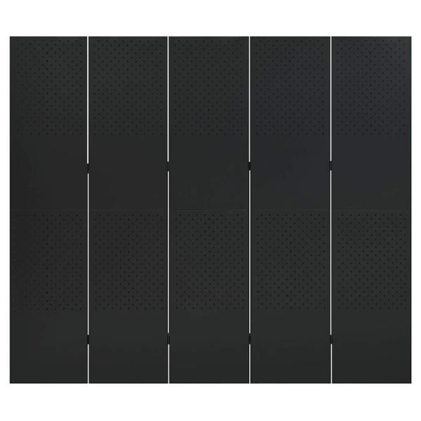 5-tlg. Raumteiler Schwarz 200x180 cm Stahl