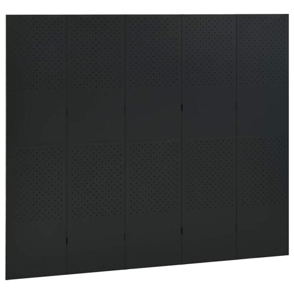 5-tlg. Raumteiler Schwarz 200x180 cm Stahl