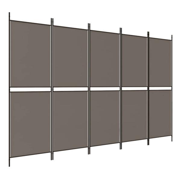 5-tlg. Paravent Anthrazit 250x220 cm Stoff