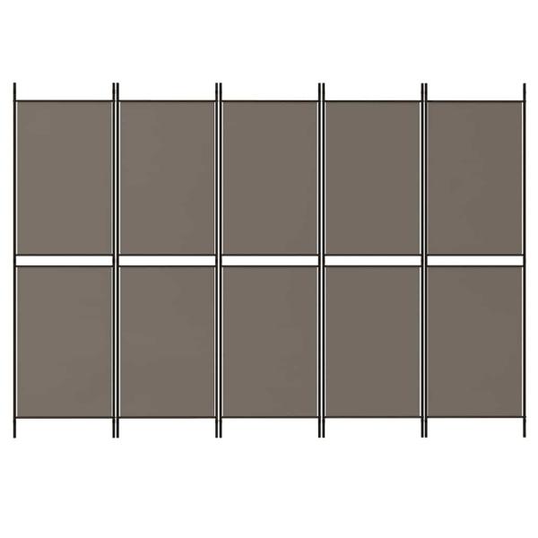 5-tlg. Paravent Anthrazit 250x220 cm Stoff