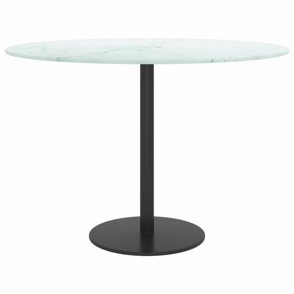 Tischplatte Weiß Ø60x0,8 cm Hartglas in Marmoroptik