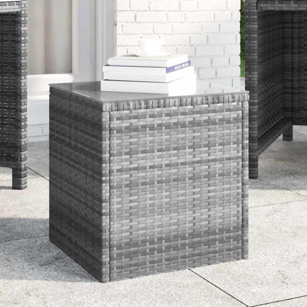 ARDEBO.de - Beistelltisch Grau 40x37x40,5 cm Poly Rattan und Hartglas