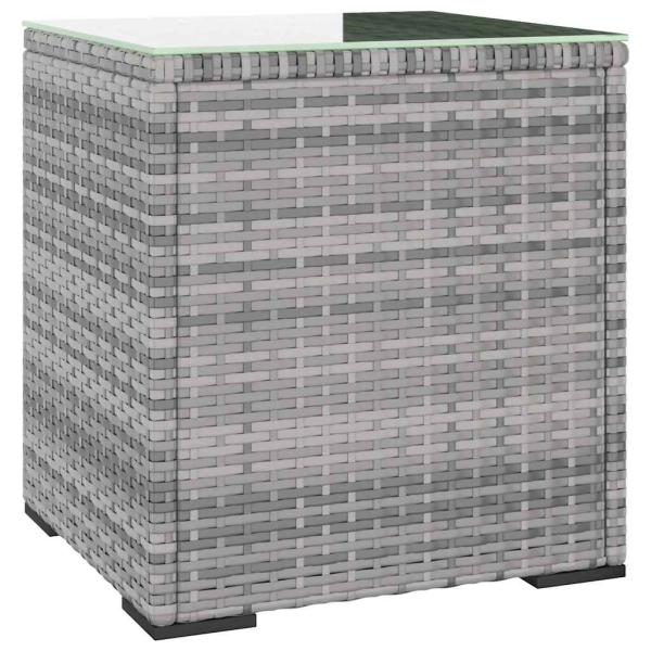 Beistelltisch Grau 40x37x40,5 cm Poly Rattan und Hartglas