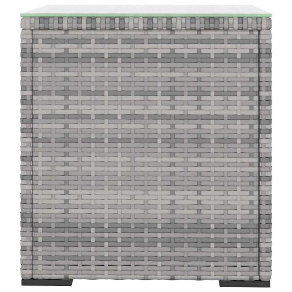 Beistelltisch Grau 40x37x40,5 cm Poly Rattan und Hartglas