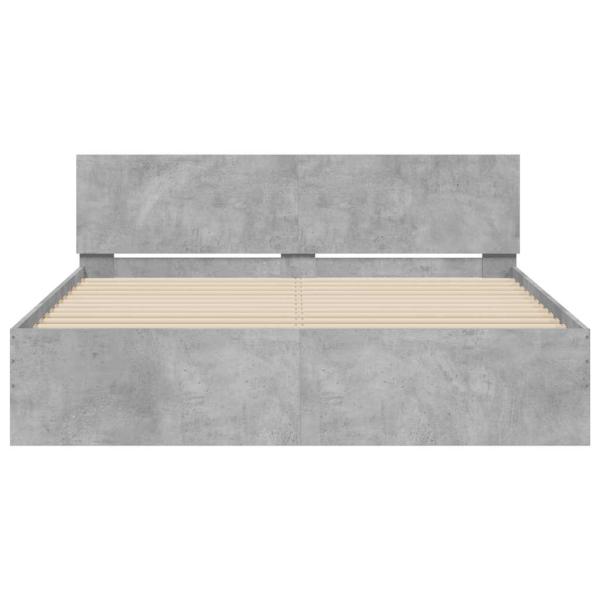 Bettgestell mit Kopfteil Betongrau 140x200 cm