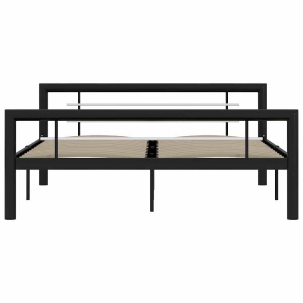 Bettgestell Schwarz und Weiß Metall 140×200 cm