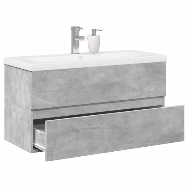 ARDEBO.de - 2-tlg. Badmöbel-Set Betongrau Holzwerkstoff