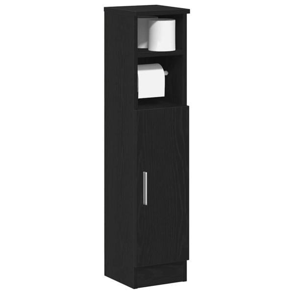 ARDEBO.de - Badezimmerschrank mit Rollenhalter Schwarz 20,5x22x90 cm