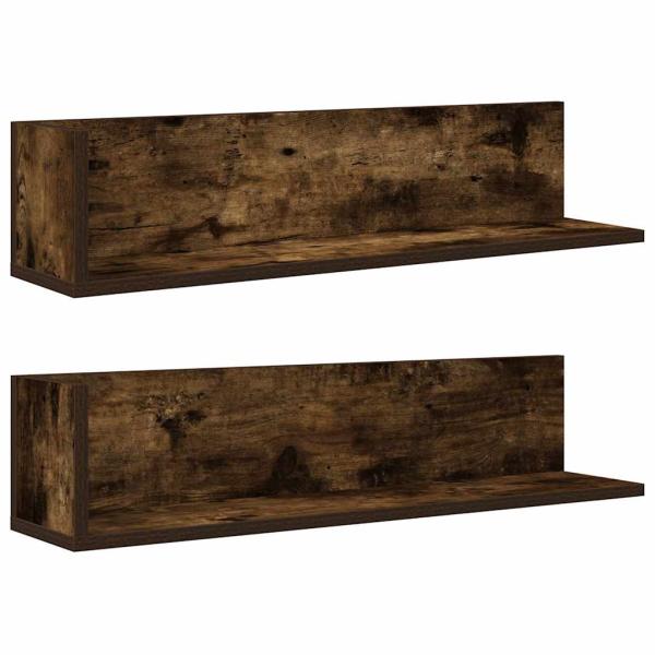 Wandregale 2 Stk. R?uchereiche 75x16,5x16,5 cm Holzwerkstoff