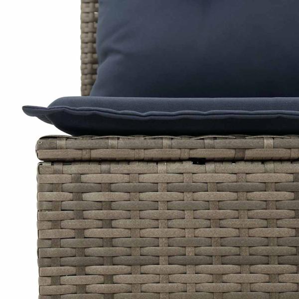 11-tlg. Garten-Sofagarnitur mit Kissen Grau Poly Rattan Akazie