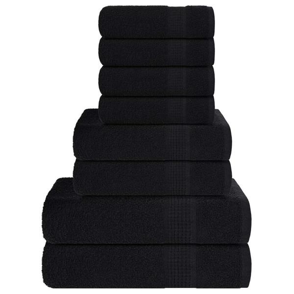 ARDEBO.de - 8-tlg. Handtuch-Set FROGN Schwarz 360 g/m²