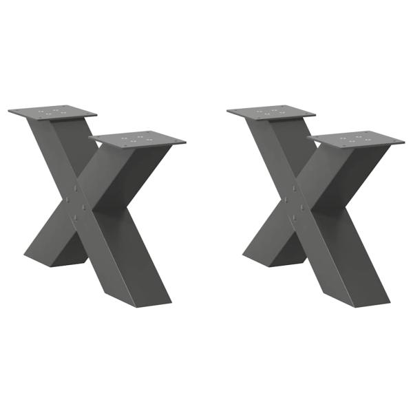 ARDEBO.de - Couchtischbeine X-Form 2 Stk. Anthrazit 50x(30-31) cm Stahl