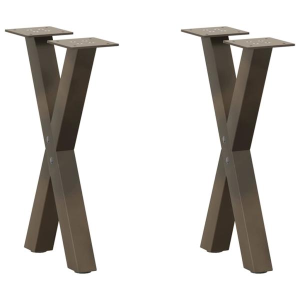 Couchtischbeine X-Form 2 Stk. Naturstahl 38x(42-43) cm Stahl