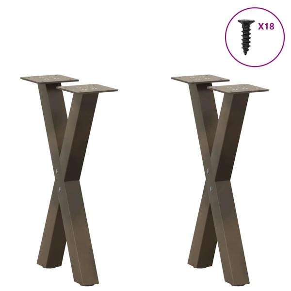 Couchtischbeine X-Form 2 Stk. Naturstahl 38x(42-43) cm Stahl