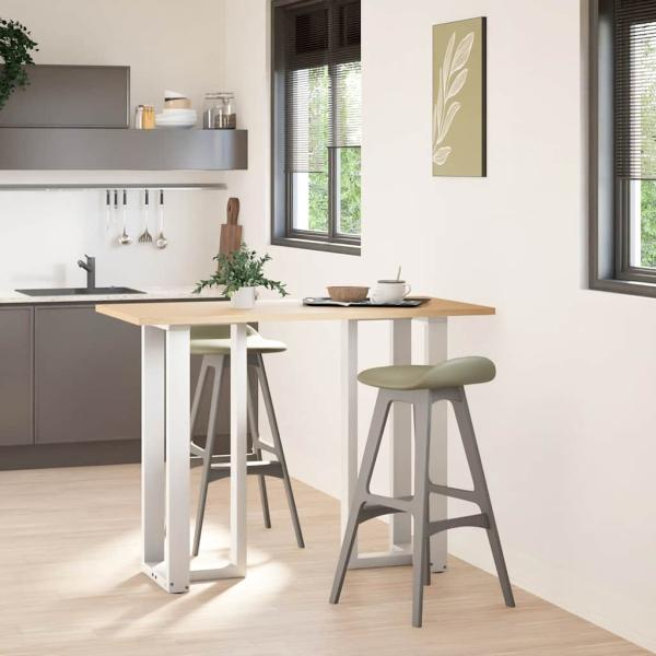 ARDEBO.de - Bartischbeine T-Form 2 Stk. Weiß 40x35x(100-101) cm Stahl