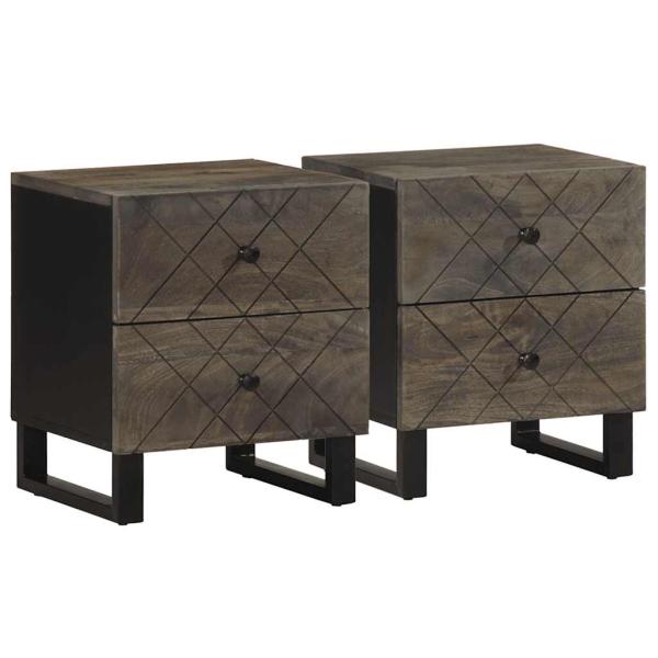 ARDEBO.de - Nachttische 2 Stk. Schwarz 40x33x46 cm Massivholz Mango