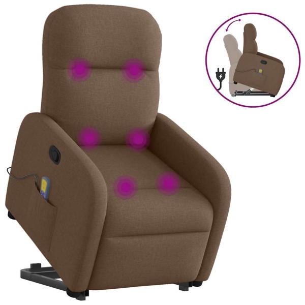 ARDEBO.de - Massagesessel mit Aufstehhilfe Braun Stoff