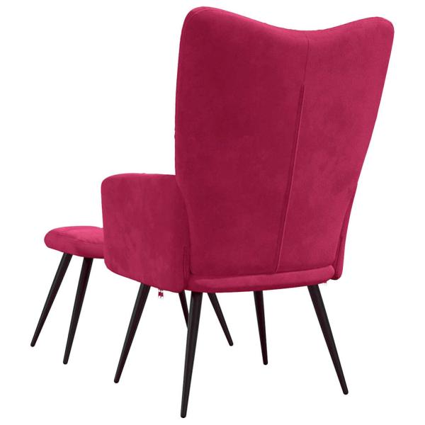 Relaxsessel mit Hocker Weinrot Samt