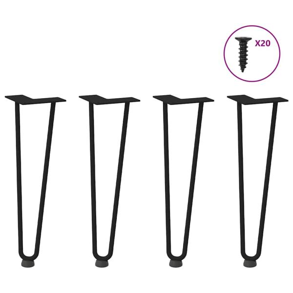 ARDEBO.de - Haarnadelbeine für Couchtisch 4 Stk. Schwarz 42 cm Massivstahl