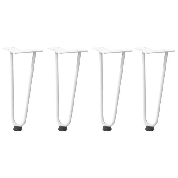 Haarnadelbeine für Couchtisch 4 Stk. Weiß 30 cm Massivstahl