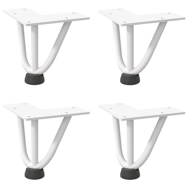 Haarnadelbeine für Couchtisch 4 Stk. Weiß 10 cm Massivstahl