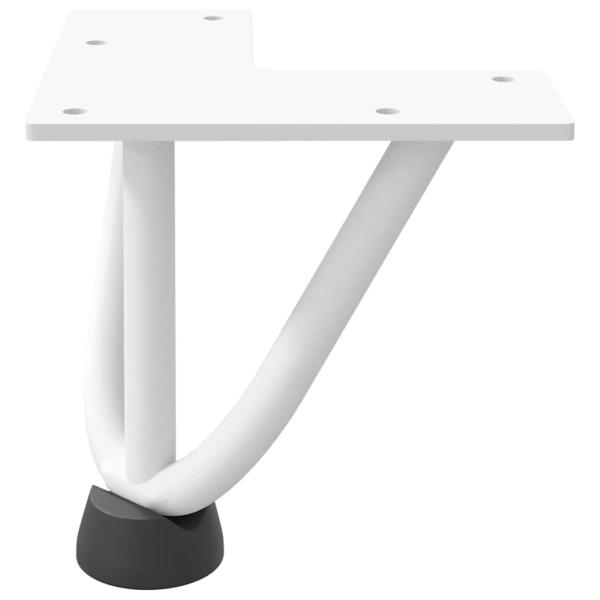 Haarnadelbeine für Couchtisch 4 Stk. Weiß 10 cm Massivstahl