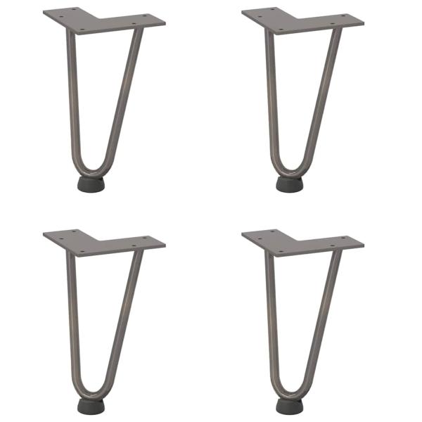 Haarnadelbeine für Couchtisch 4 Stk. Naturstahl 20 cm Massivstahl